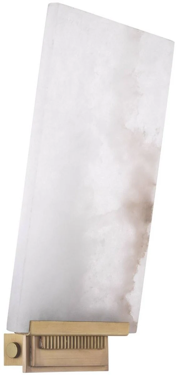 Casa Padrino lámpara de pared de lujo alabastro / latón antiguo 15 x 8 x A. 28,5 cm - Lámpara de pared con pantalla de alabastro - Calidad de Lujo