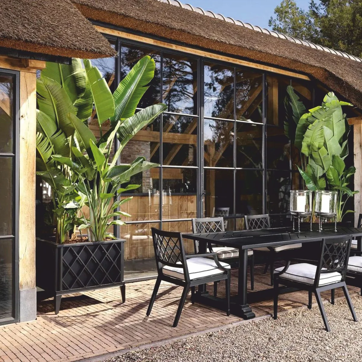 Casa Padrino maceta de lujo negro 76 x 76 x A. 69 cm - Decoraci¨®n de jard¨ªn