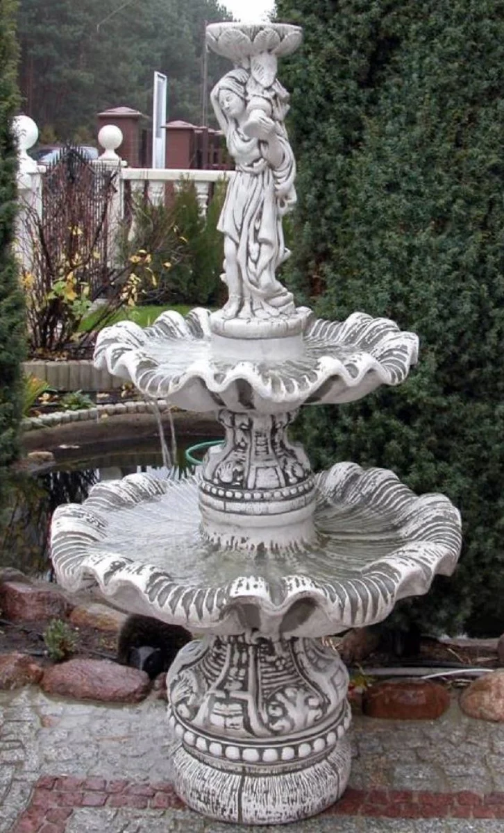 Casa Padrino fuente Art Nouveau gris Ø 92 x A. 161 cm - Magnífica Fuente de Jardín - Fuente de Decoración de Jardín - Accesorios de Decoración de Jardín Barroco y Art Nouveau