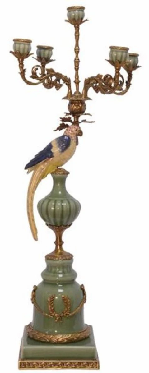 Casa Padrino Candelabro Art Nouveau con Loro Decorativo Multicolor / Latón 35,5 x 35,5 x H. 83,5 cm - Accesorios de Decoración Baroque & Art Nouveau