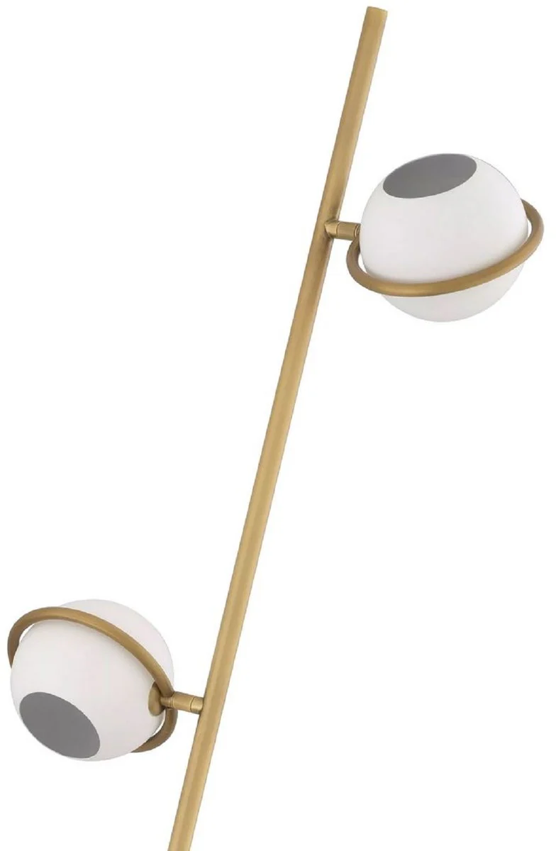 Casa Padrino lámpara de pie de lujo latón antiguo / blanco / negro Ø 26 x A. 150 cm - Lámpara de pie giratoria con base de mármol - Lámparas de pie de lujo - Luces de lujo - Muebles de lujo