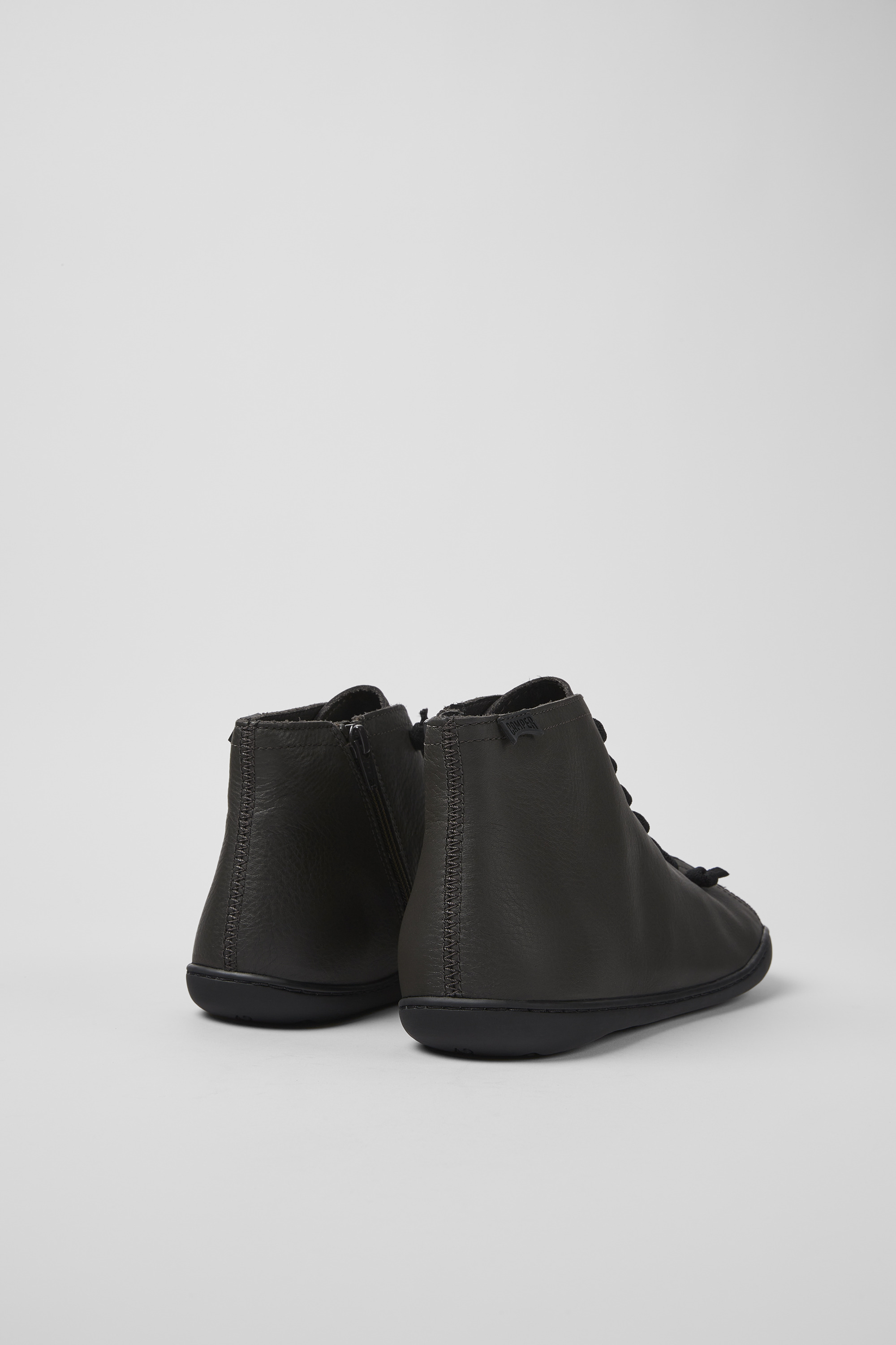 Peu - Gray leather ankle boots for men
