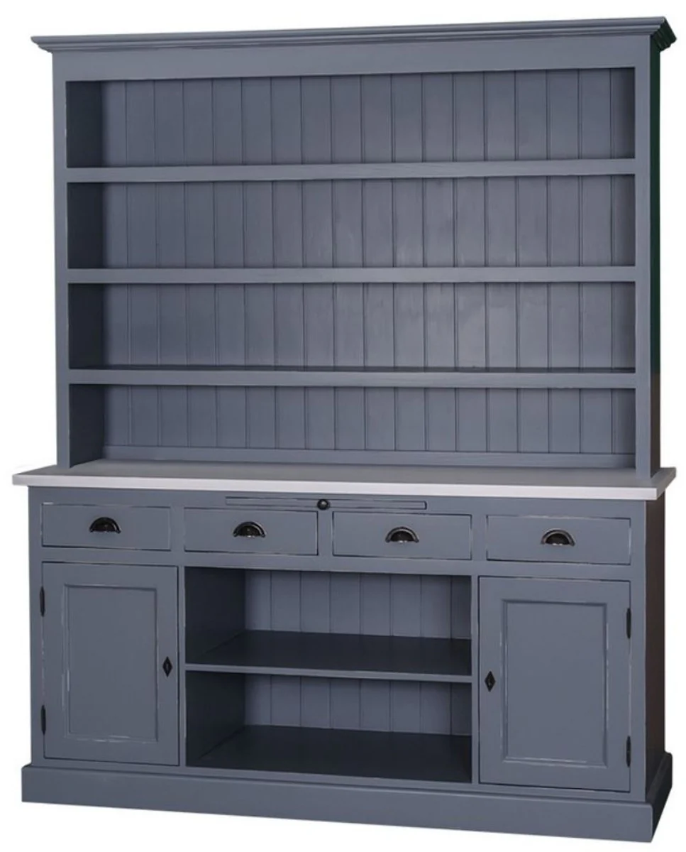 Casa Padrino mueble de cocina estilo country antiguo azul / gris 178 x 50 x H. 210 cm - Muebles de Cocina de Estilo Country