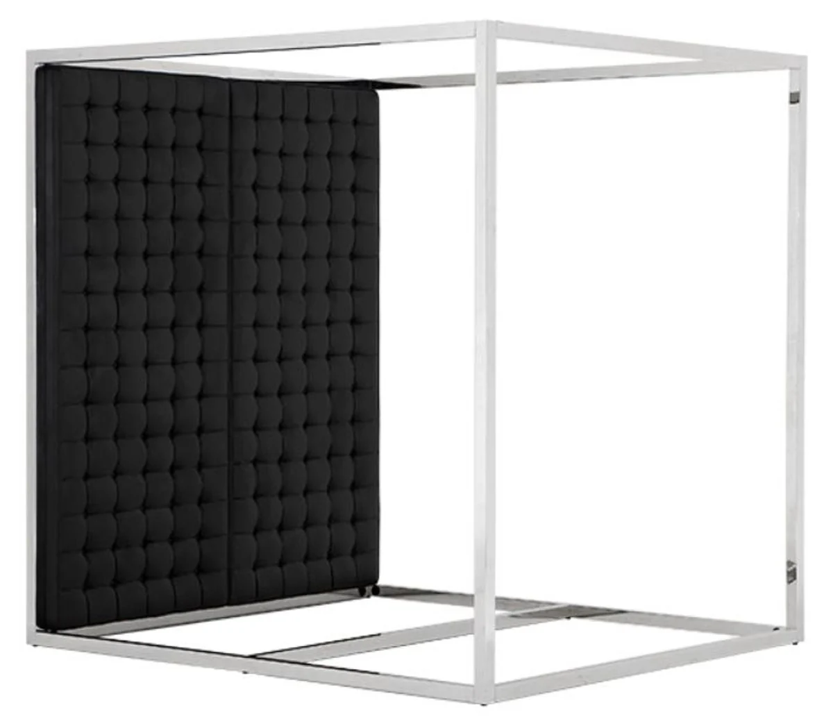 Marco de la cama de lujo Casa Padrino con cabecera en cuero negro mira 190 x 220 x 220 cm H. - Muebles de diseño