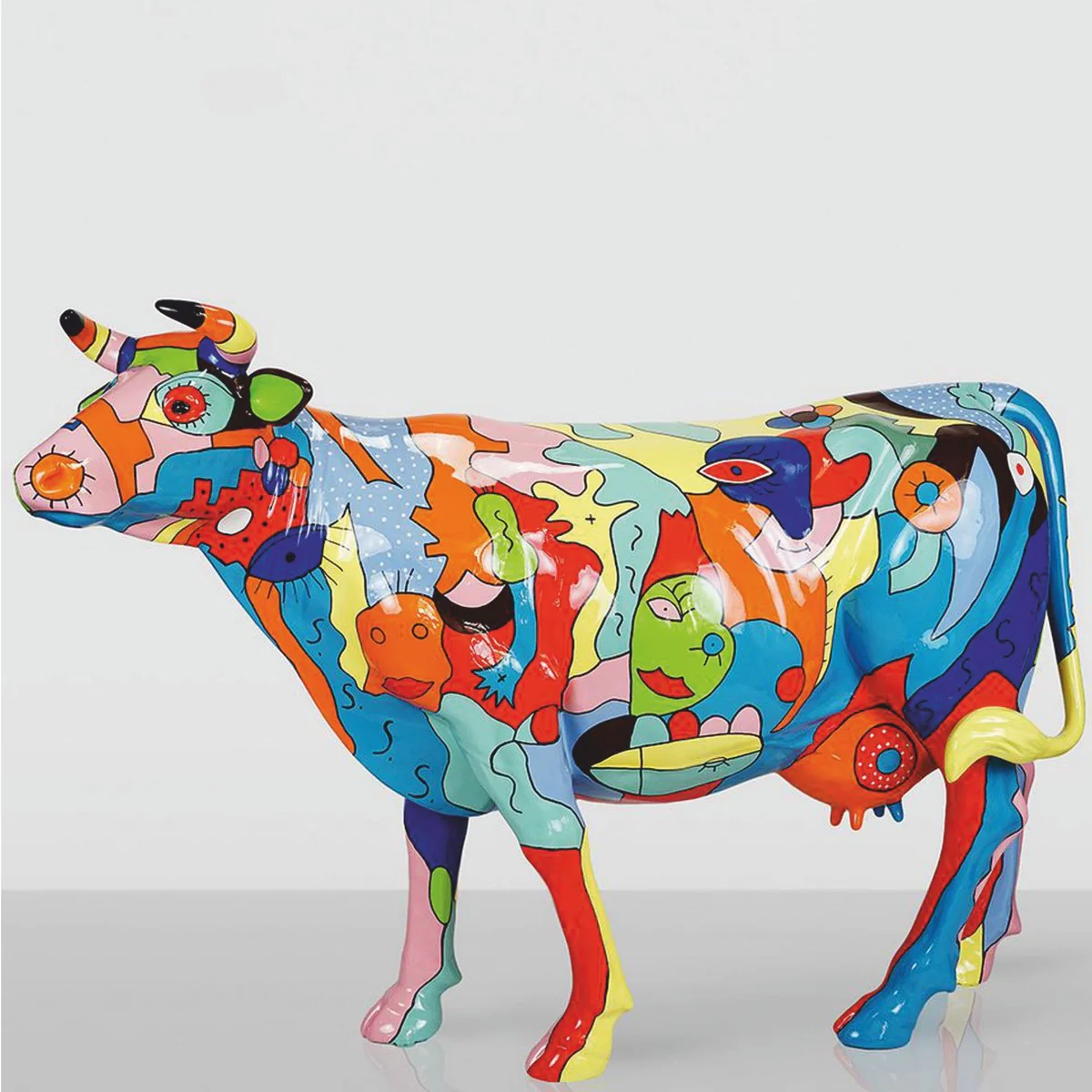 Casa Padrino escultura decorativa XXL vaca colorido A. 147 cm - Figura de jard¨ªn de tama?o natural