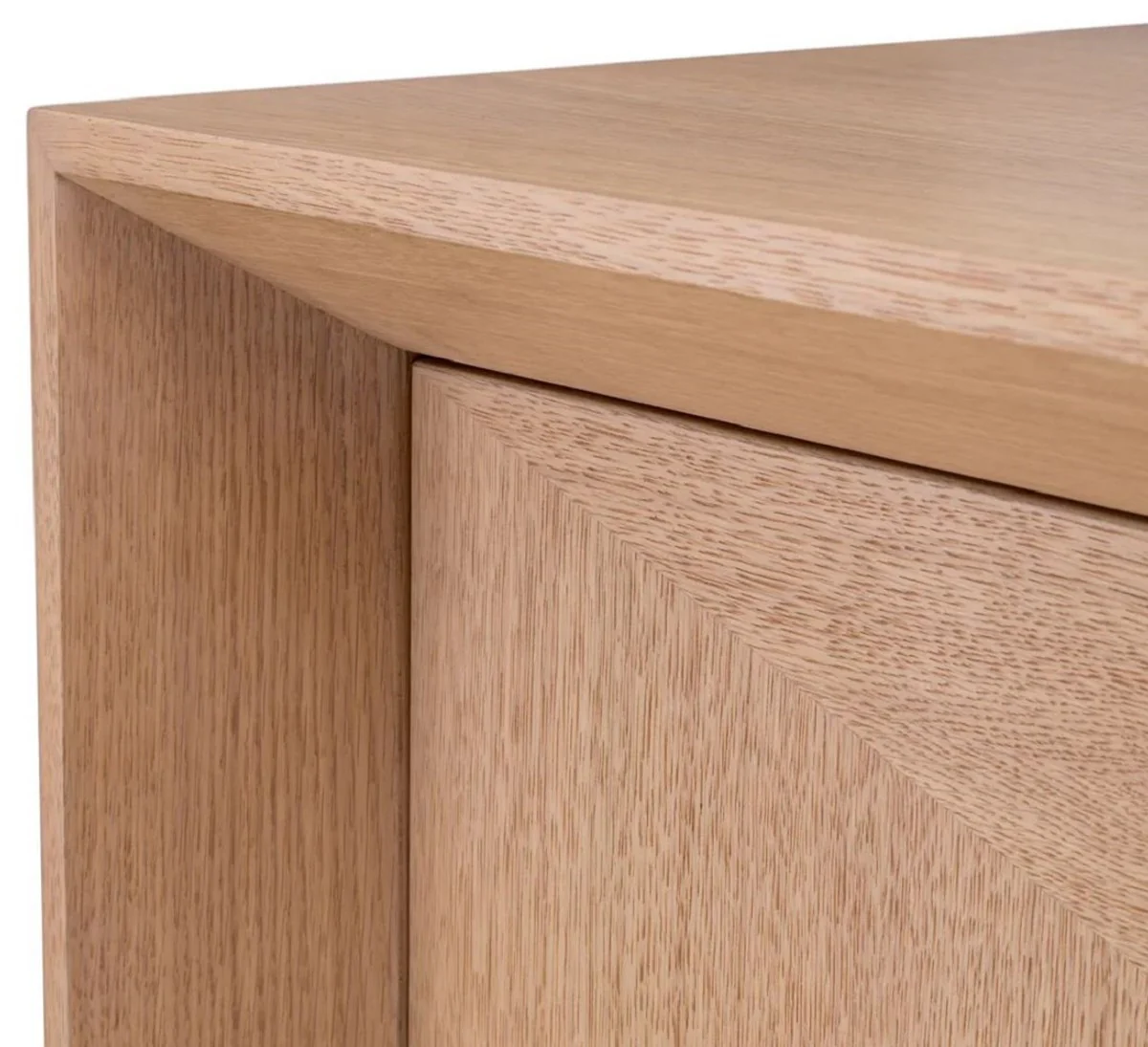 Casa Padrino aparador de lujo natural / lat¨®n 180 x 50 x A. 80,5 cm - Armario de chapa de roble con 4 puertas - Muebles de lujo - Muebles de hotel - Interiores de lujo