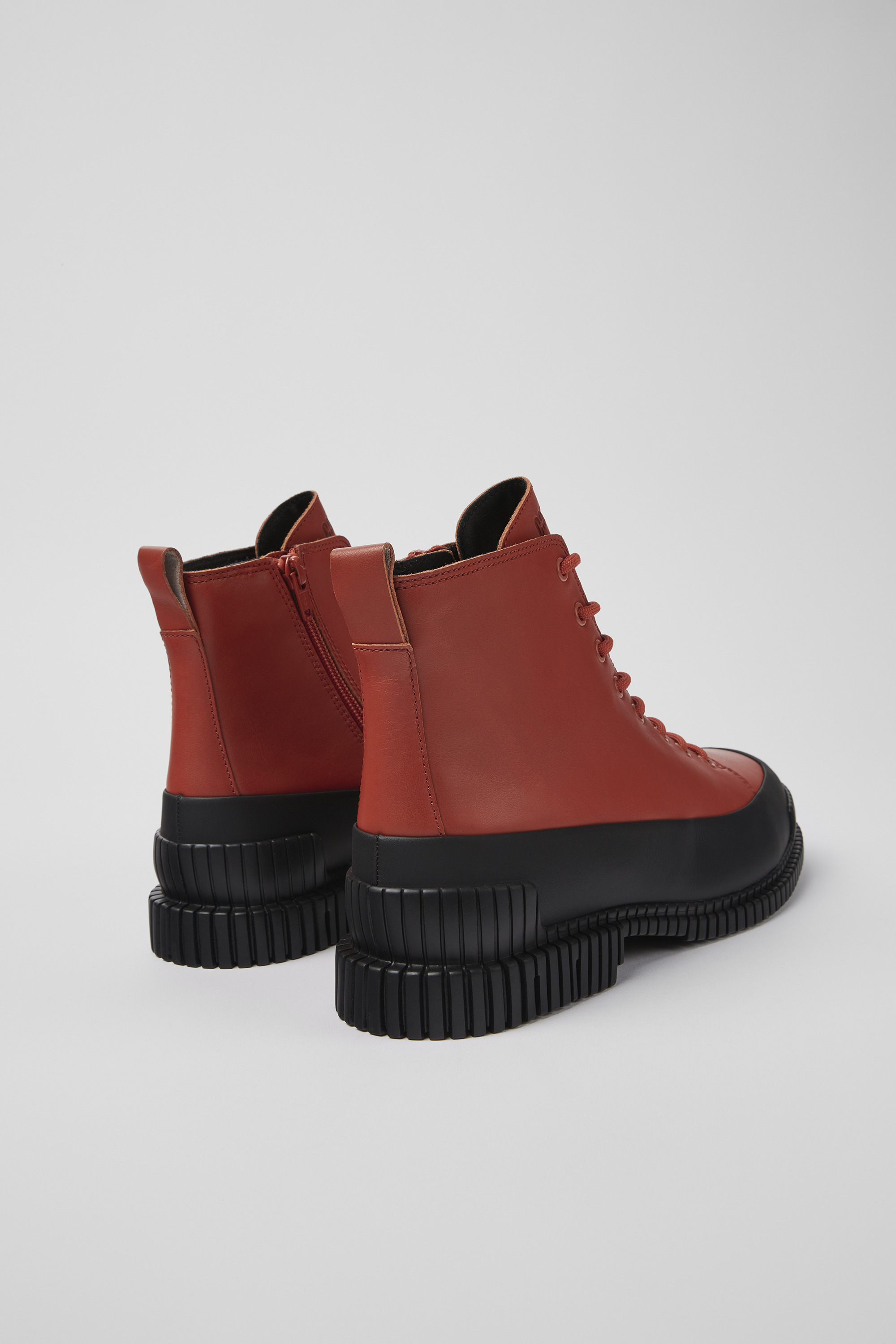 Pix - Brown and black leather lace-up boots for men