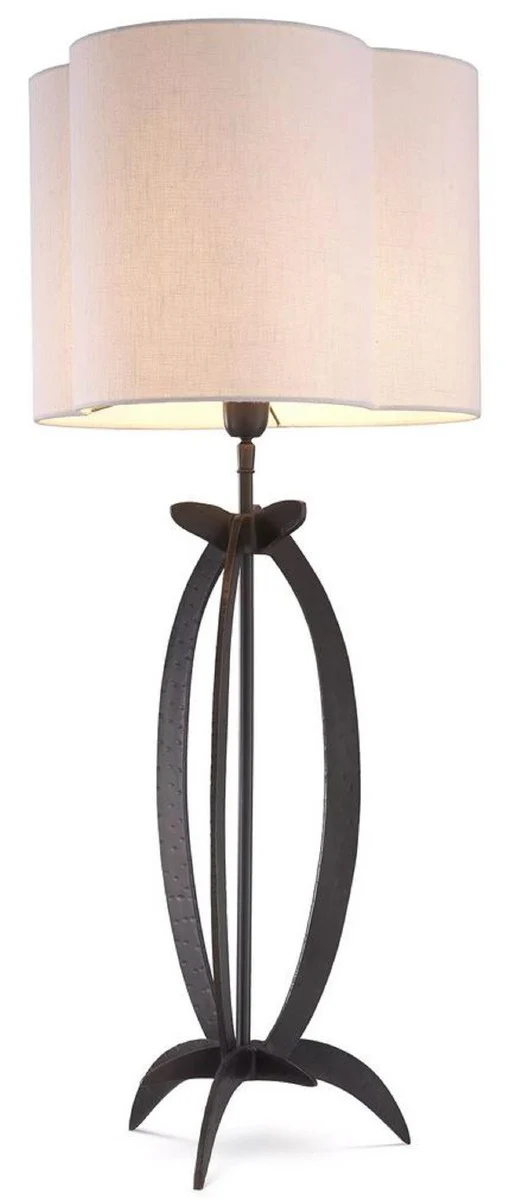 Casa Padrino lámpara de mesa de lujo bronce / blanco 40 x 38 x A. 95 cm - Elegante lámpara de escritorio con pantalla - Luces de Lujo