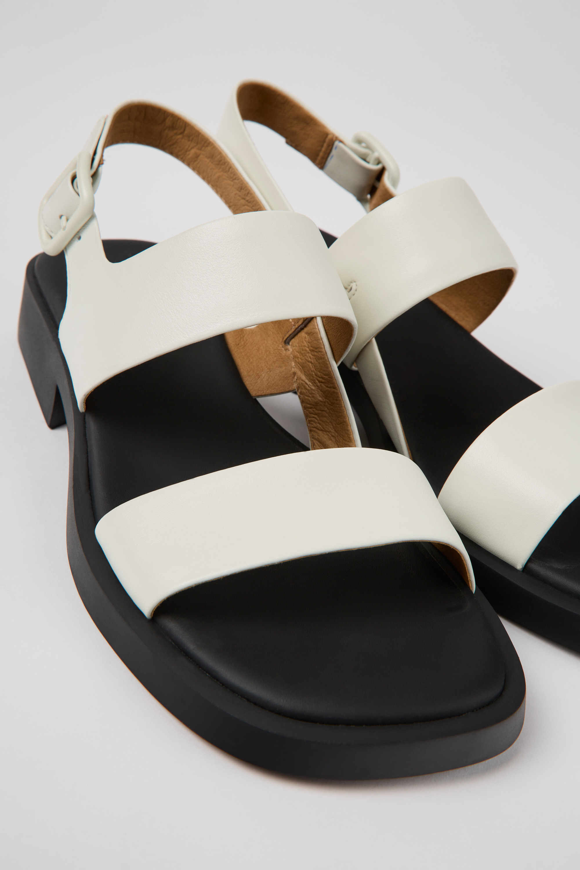 Dana - White leather sandals for women