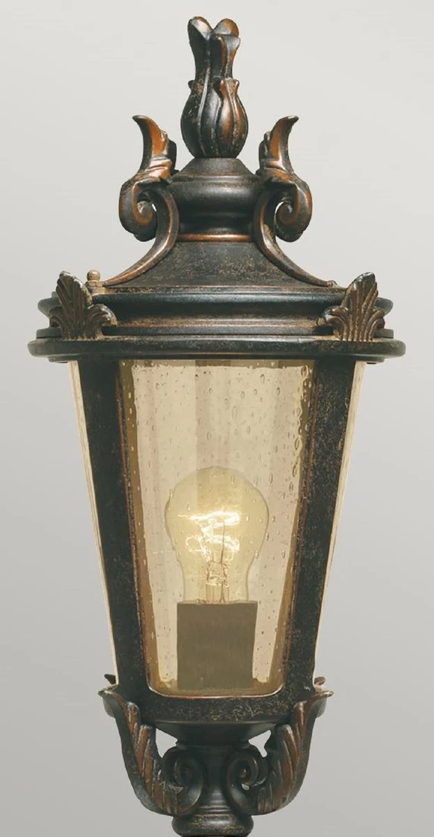 Casa Padrino linterna de jardín barroco negro antiguo / bronce / ámbar Ø 22,5 x A. 117 cm - Elegante lámpara de pie para exterior - Iluminación exterior nostálgica