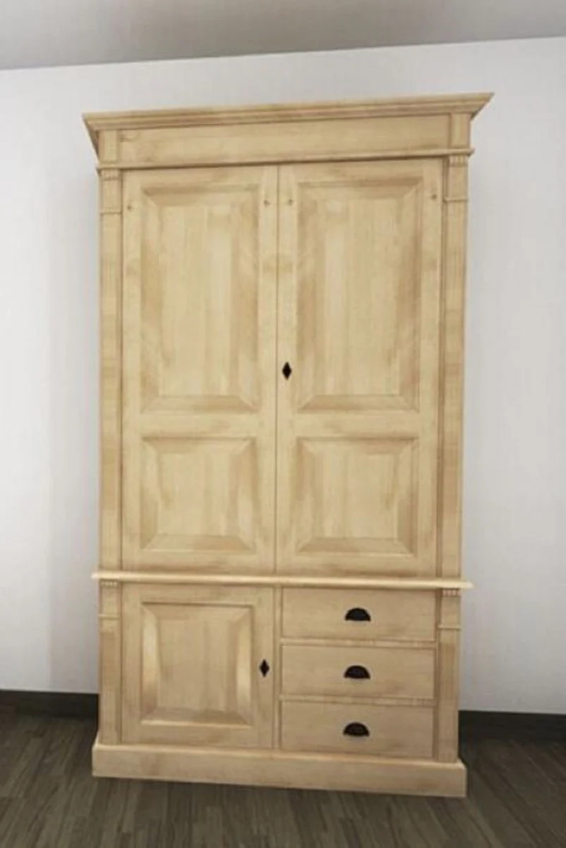 Casa Padrino armario de dormitorio de estilo campestre natural 120 x 59 x A. 210 cm - Armario de madera maciza con 3 puertas y 3 cajones - Muebles de dormitorio de madera maciza estilo campestre