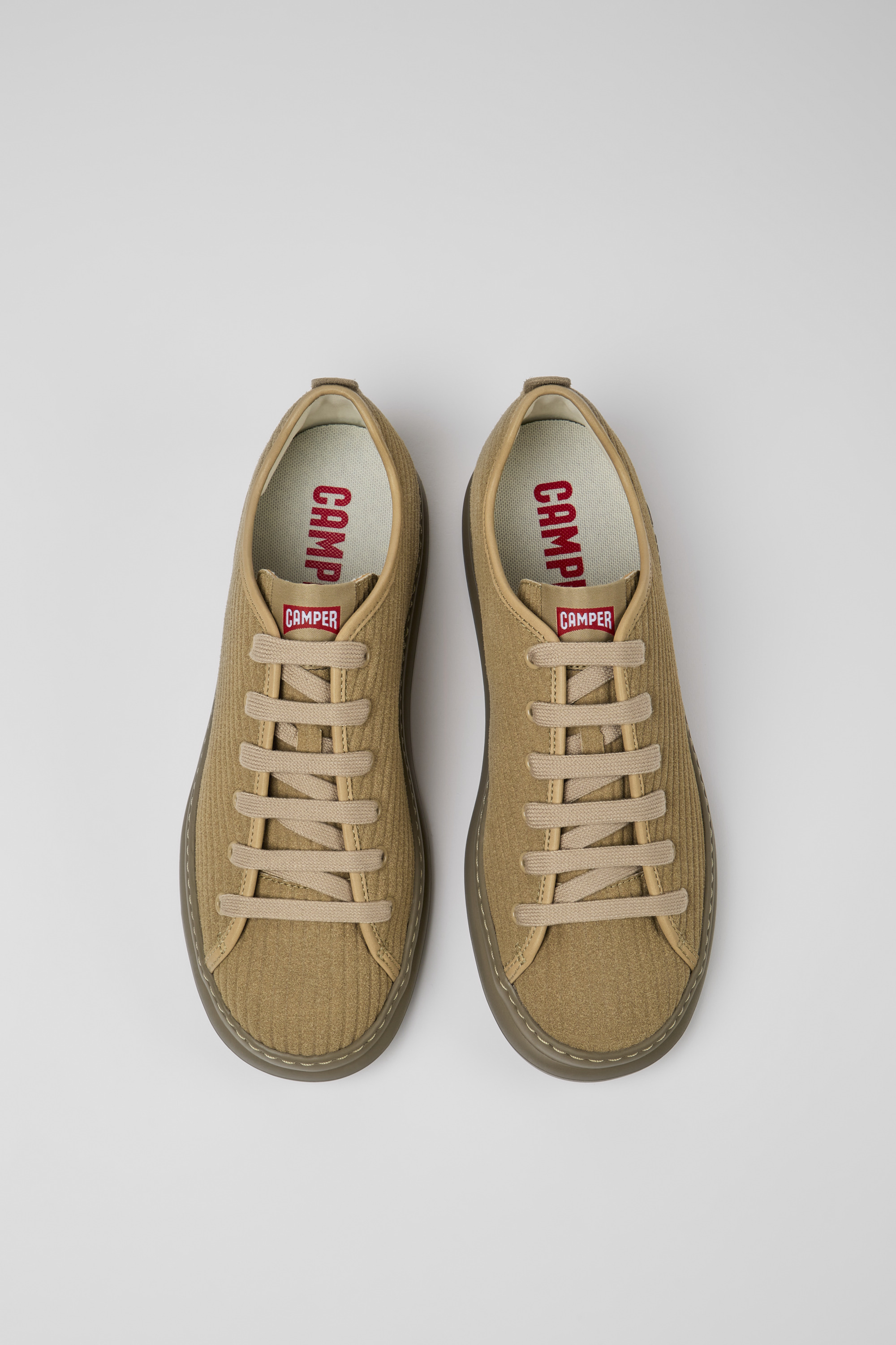 Runner - Beige leather and nubuck sneakers for men