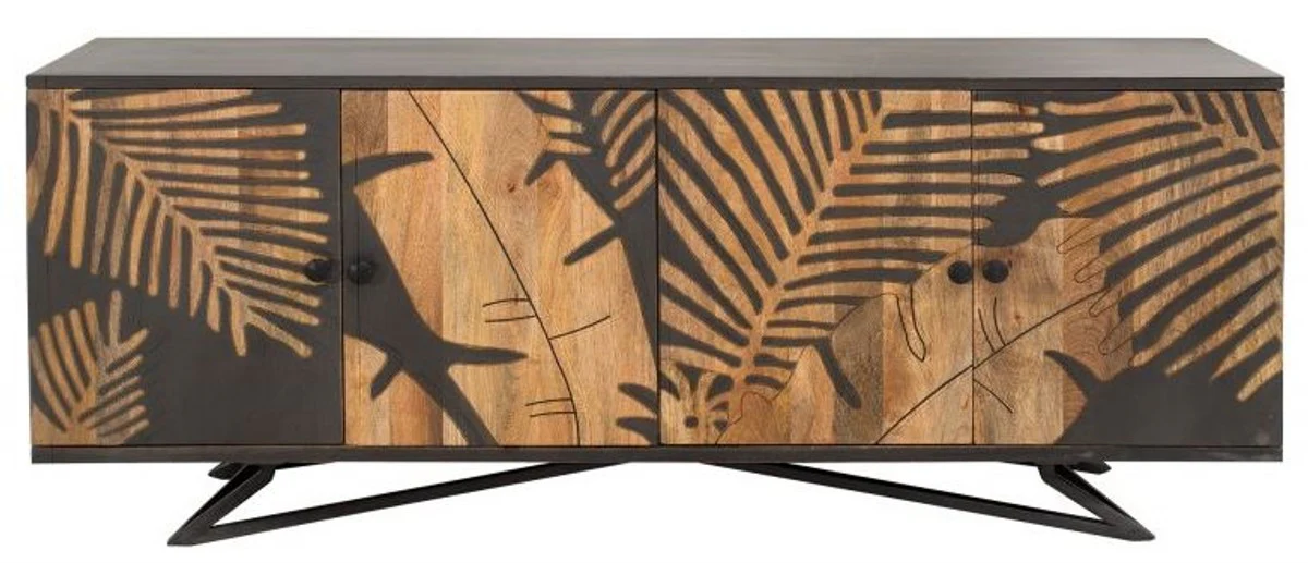 Aparador de aparador de diseño Casa Padrino Armario de televisor de 175 x 45 x H. 75 cm - Hecho a mano de madera de mango macizo.