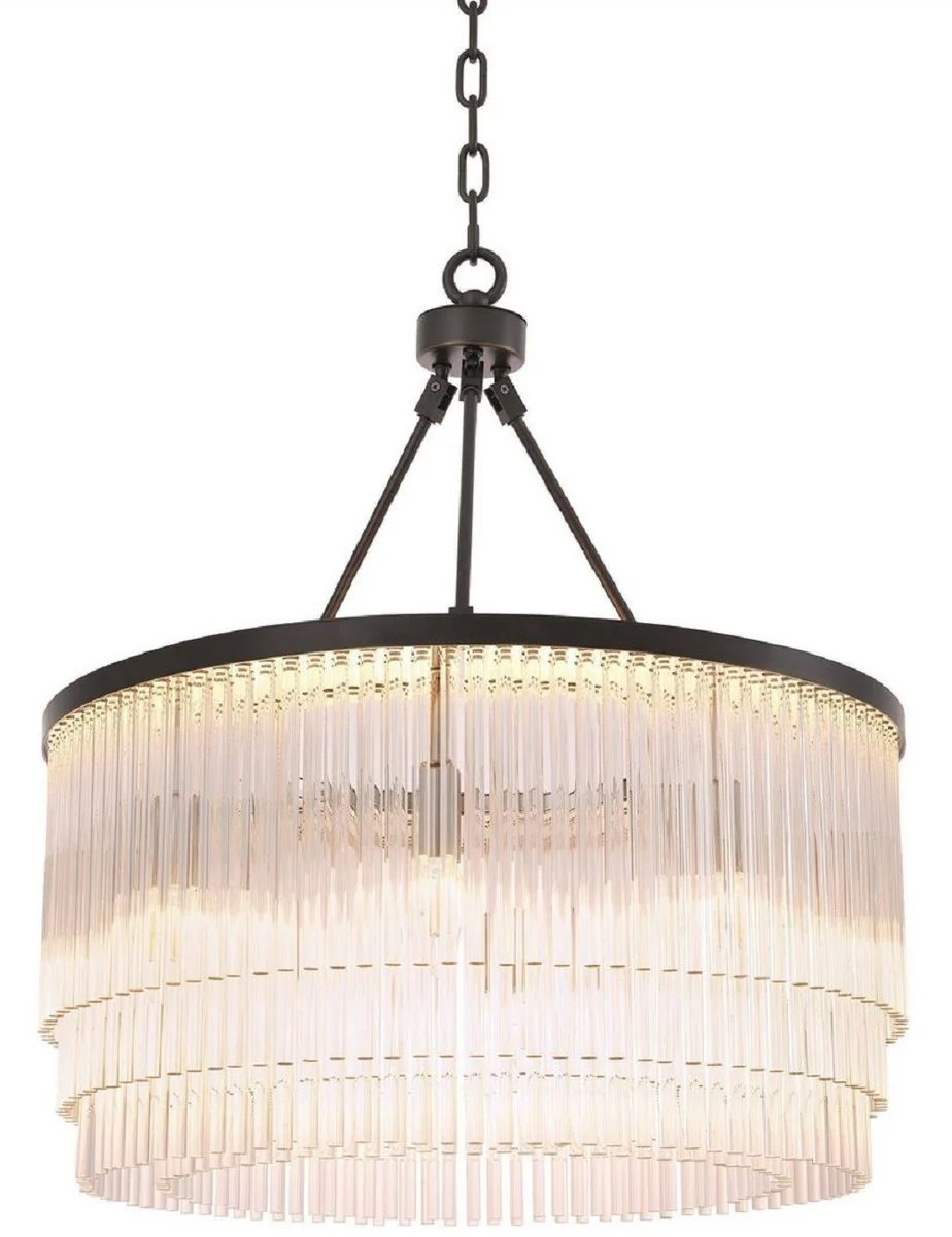 Casa Padrino lámpara de araña de vidrio de lujo bronce Ø 60 x A. 68 cm - Araña de salón noble - Calidad de Lujo