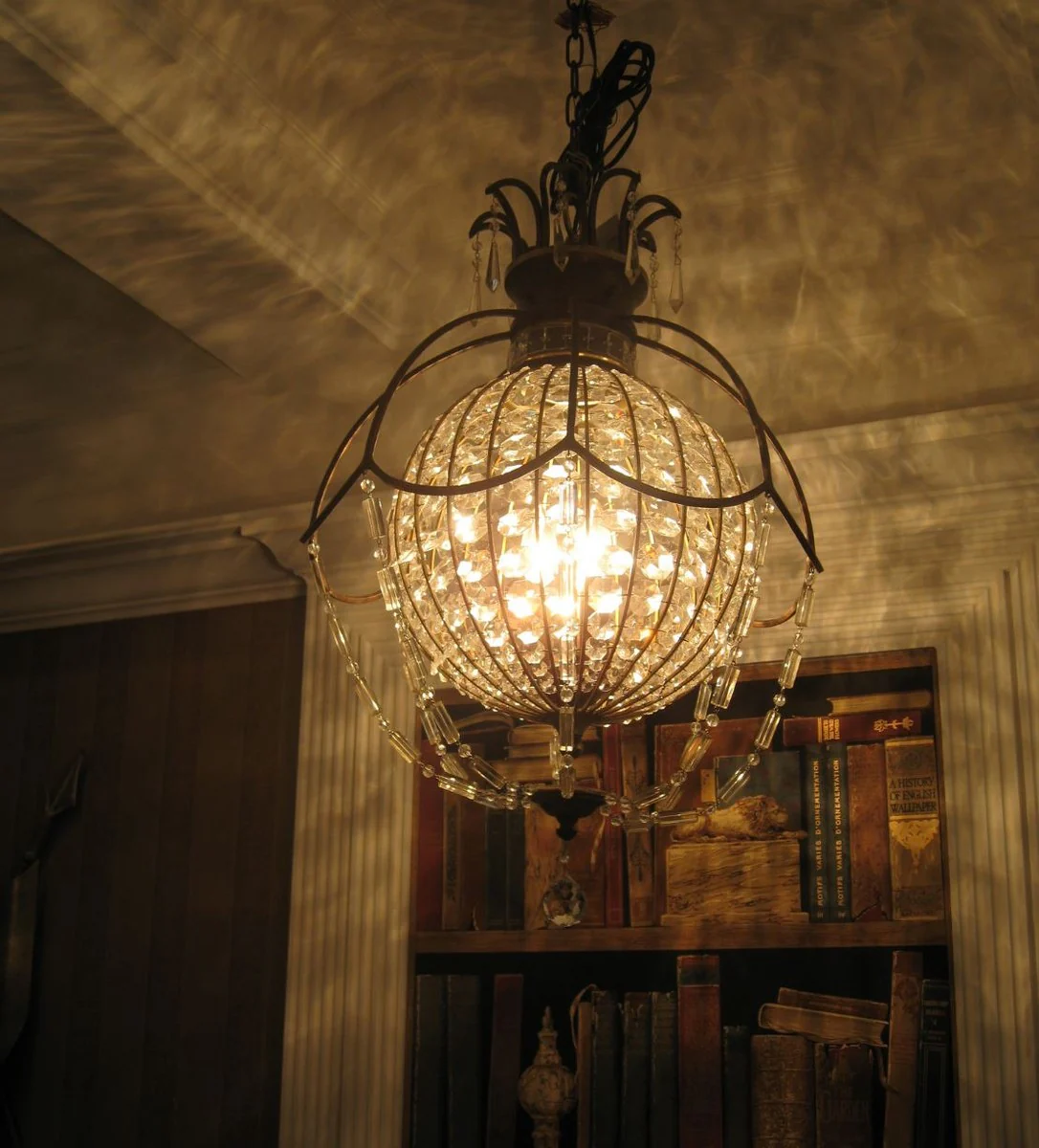 Casa Padrino lámpara colgante barroco con cristal bronce Ø 22,2 x A. 40,5 cm - Lámpara colgante magnífico en estilo barroco - Noble y Magnífico