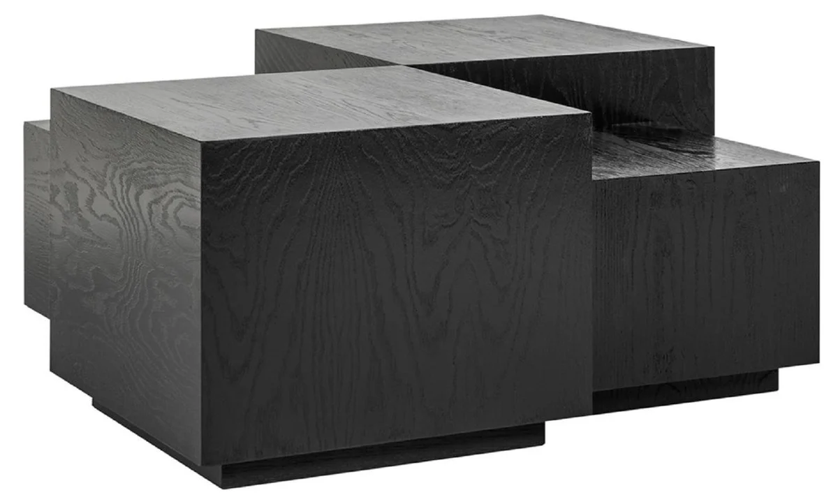 Casa Padrino conjunto de mesa de centro de lujo de 4 negro 75 x 75 x A. 40 cm - Mesa de sal¨®n cuadrada de madera maciza - Muebles de sal¨®n - Muebles de lujo - Interiores de lujo