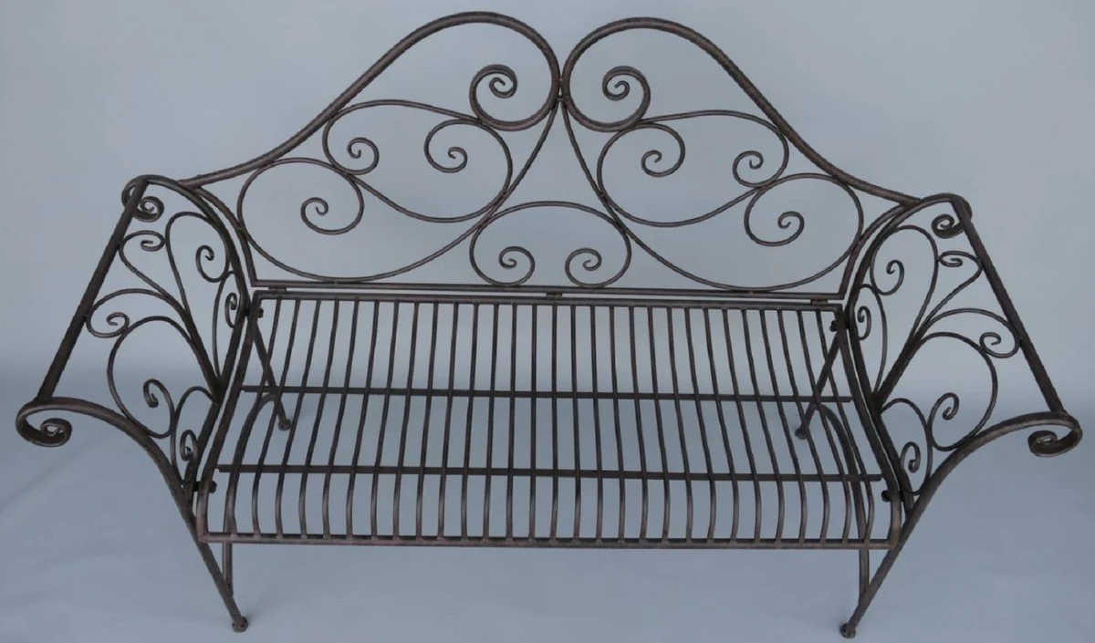 Casa Padrino Banco de Jardín Art Nouveau Marrón Antiguo 137 x 49 x A. 96 cm - Banco Nostálgico - Muebles de Jardín y Patio