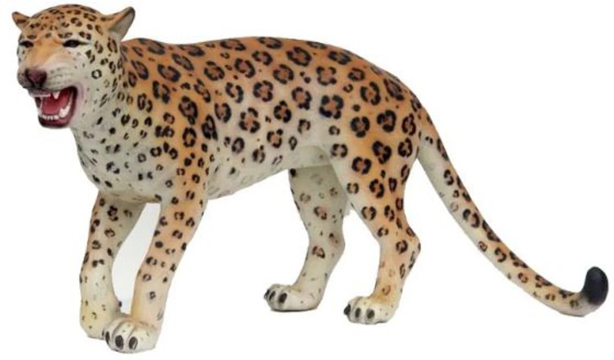 Casa Padrino figura decorativa leopardo naranja / crema / negro 155 x A. 75 cm - Escultura decorativa resistente a la intemperie de tamaño natural - Decoración Jardín