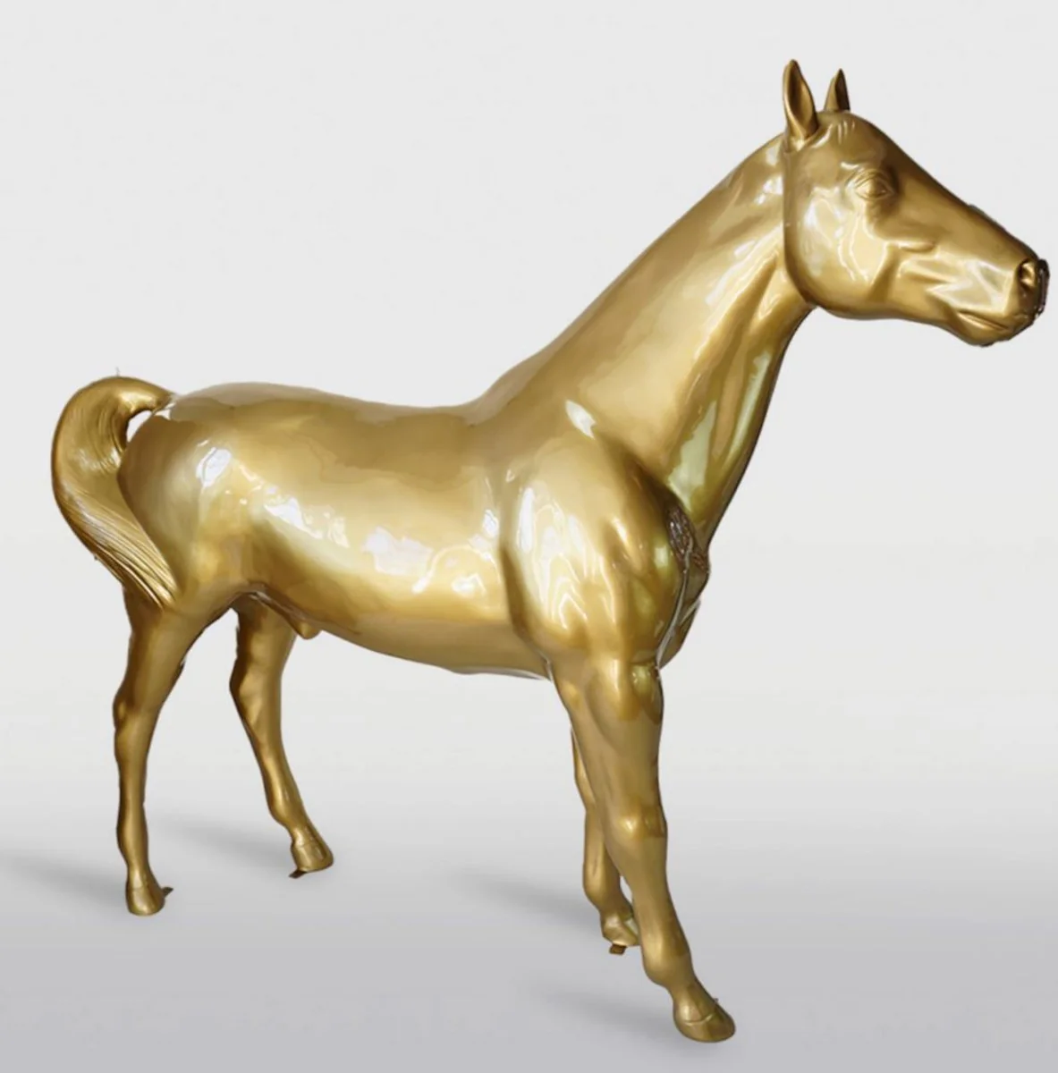 Casa Padrino escultura decorativa XXL caballo oro 245 cm - Figura de jard¨ªn de tama?o natural