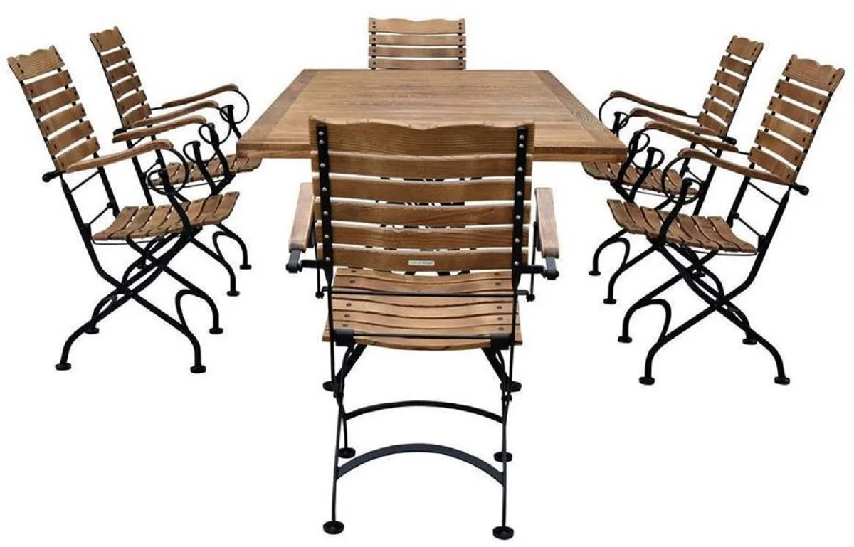 Casa Padrino conjunto de muebles de jard¨ªn Art Nouveau marr¨®n / negro - 1 Mesa de comedor de jard¨ªn Art Nouveau y 6 Sillas de jard¨ªn Art Nouveau - Muebles de Gastronom¨ªa y de Jard¨ªn Art Nouveau