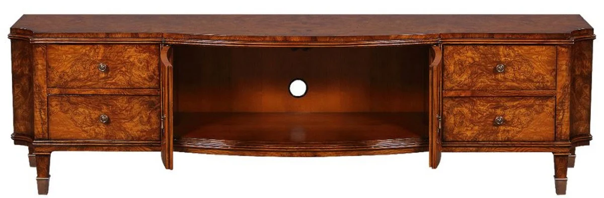 Casa Padrino Gabinete de TV Art Nouveau de Lujo Marr¨®n 198 x 49 x A. 55 cm - Gabinete de TV de Madera Maciza Noble - Gabinete de Sala de Estar - Muebles de Sala Barrocos y Art Nouveau