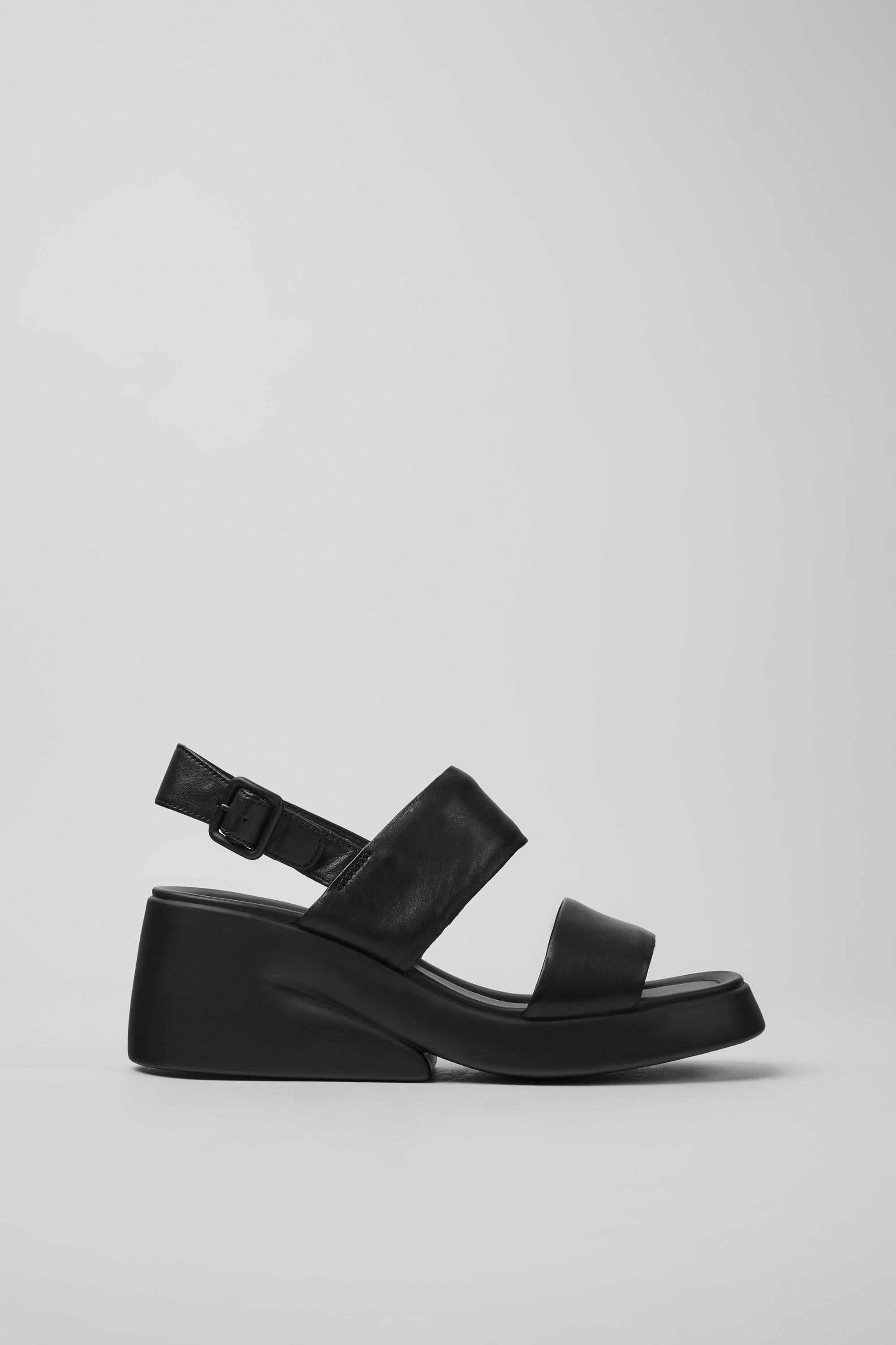 Kaah - Black leather sandals for women