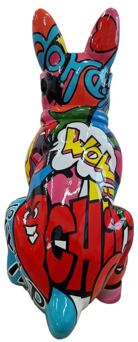 Casa Padrino escultura decorativa de lujo perro bulldog colorido A. 78 cm - Figura decorativa grande - Escultura decorativa XXL - Esculturas y figuras decorativas XXL de lujo