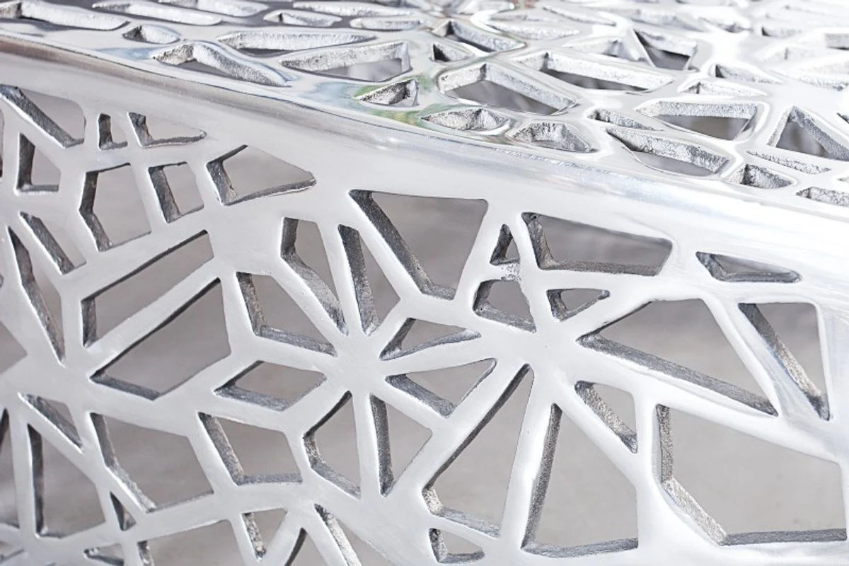 Mesa de centro Art Deco Casa Padrino metal plata 60 x 60 x A. 32 cm - Mesa Art Nouveau - Muebles de sala de estar