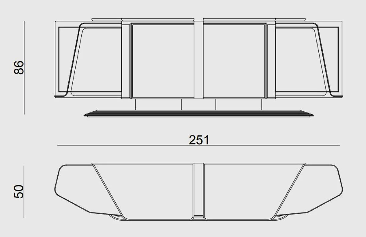 Casa Padrino aparador de lujo gris / oro 251 x 50 x A. 86 cm - Armario de madera maciza con 4 puertas - Muebles de lujo - Muebles de hotel - Interiores de lujo