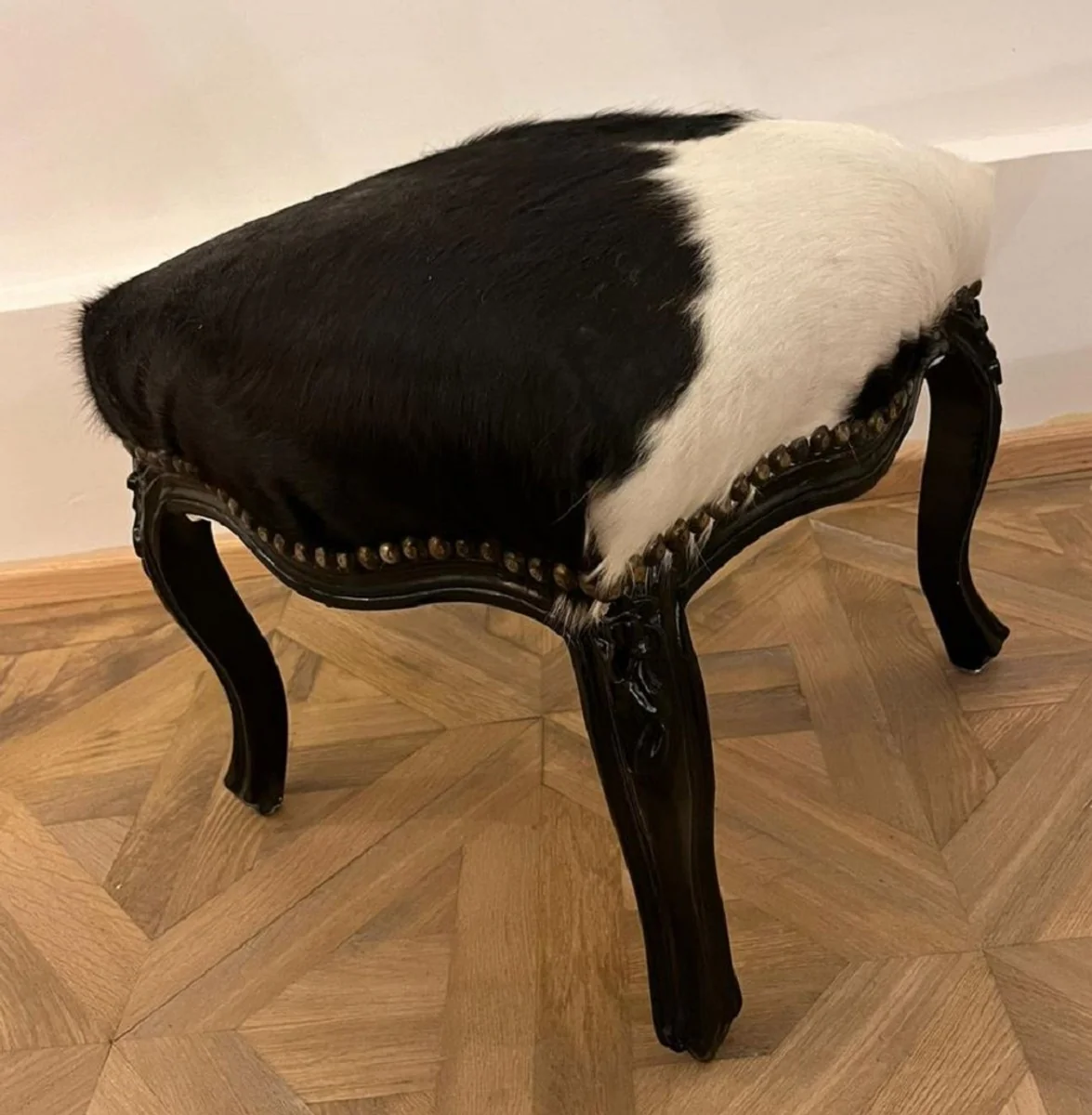 Casa Padrino reposapi¨¦s barroco negro / blanco - Taburete estilo barroco - Muebles barrocos