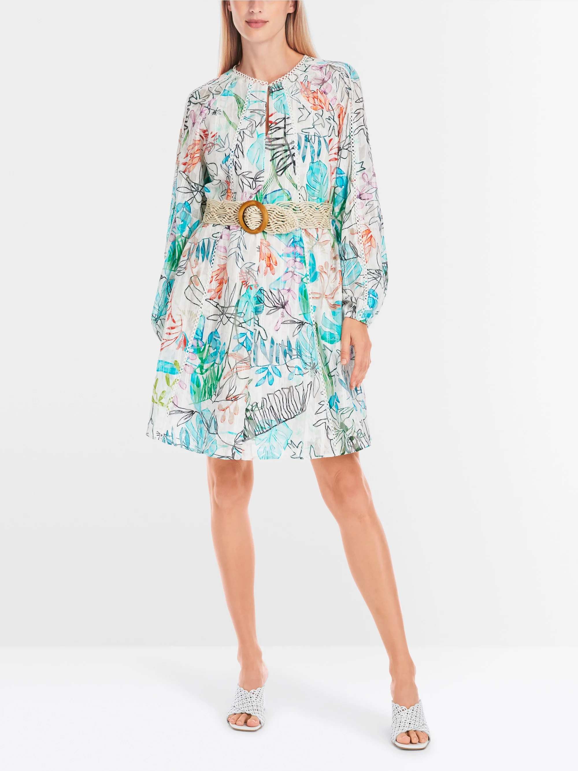 Marc-Cain Midi dress in transparent tulle lace