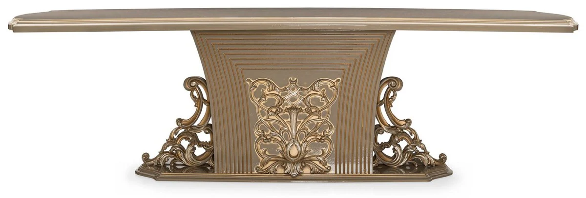 Casa Padrino mesa de comedor barroco de lujo gris / oro - Magn¨ªfica mesa de cocina de estilo barroco - Muebles de comedor de lujo de estilo barroco - Muebles de comedor barrocos