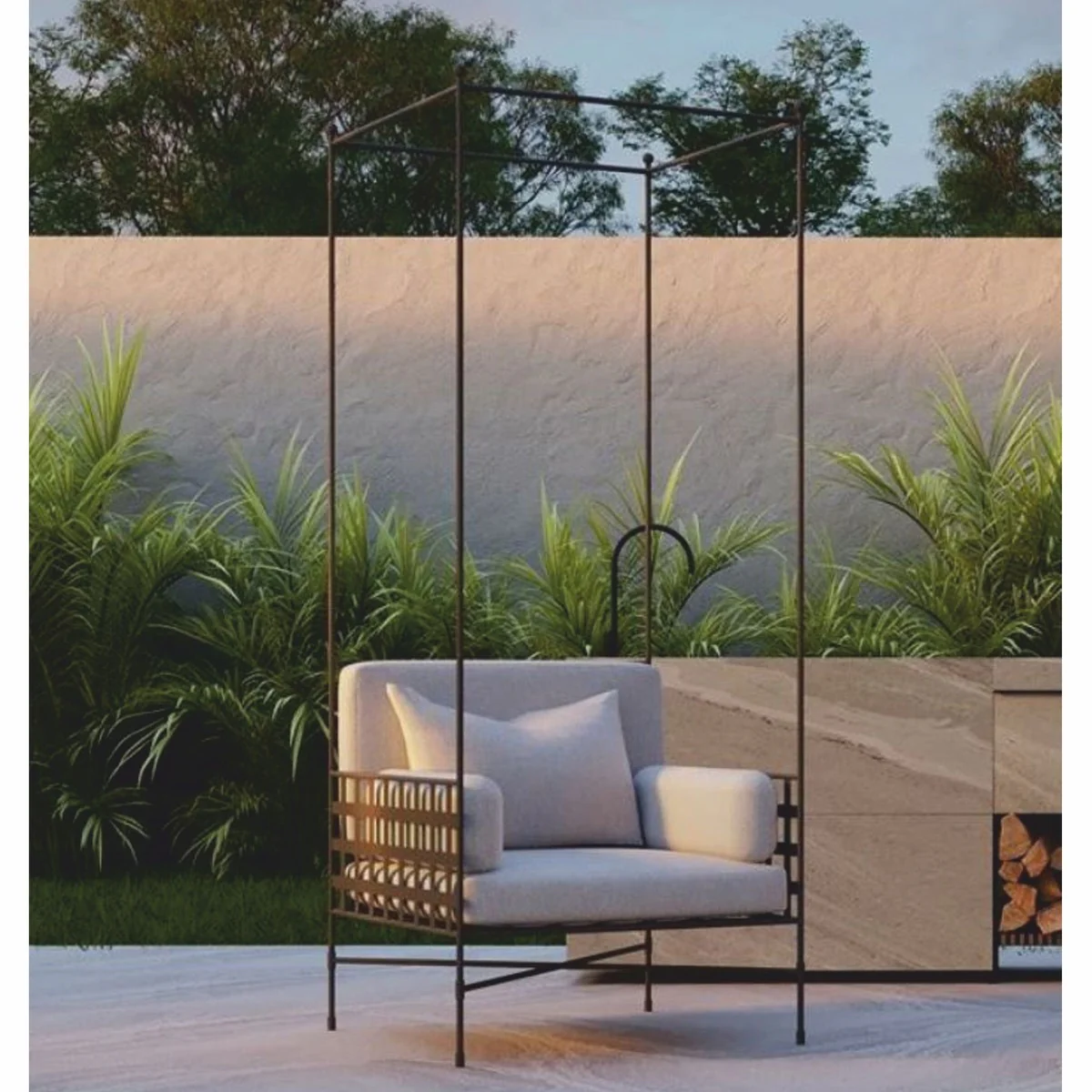 Casa Padrino sill¨®n de lujo de hierro forjado marr¨®n / gris A. 200 cm - Sill¨®n para hotel y jard¨ªn