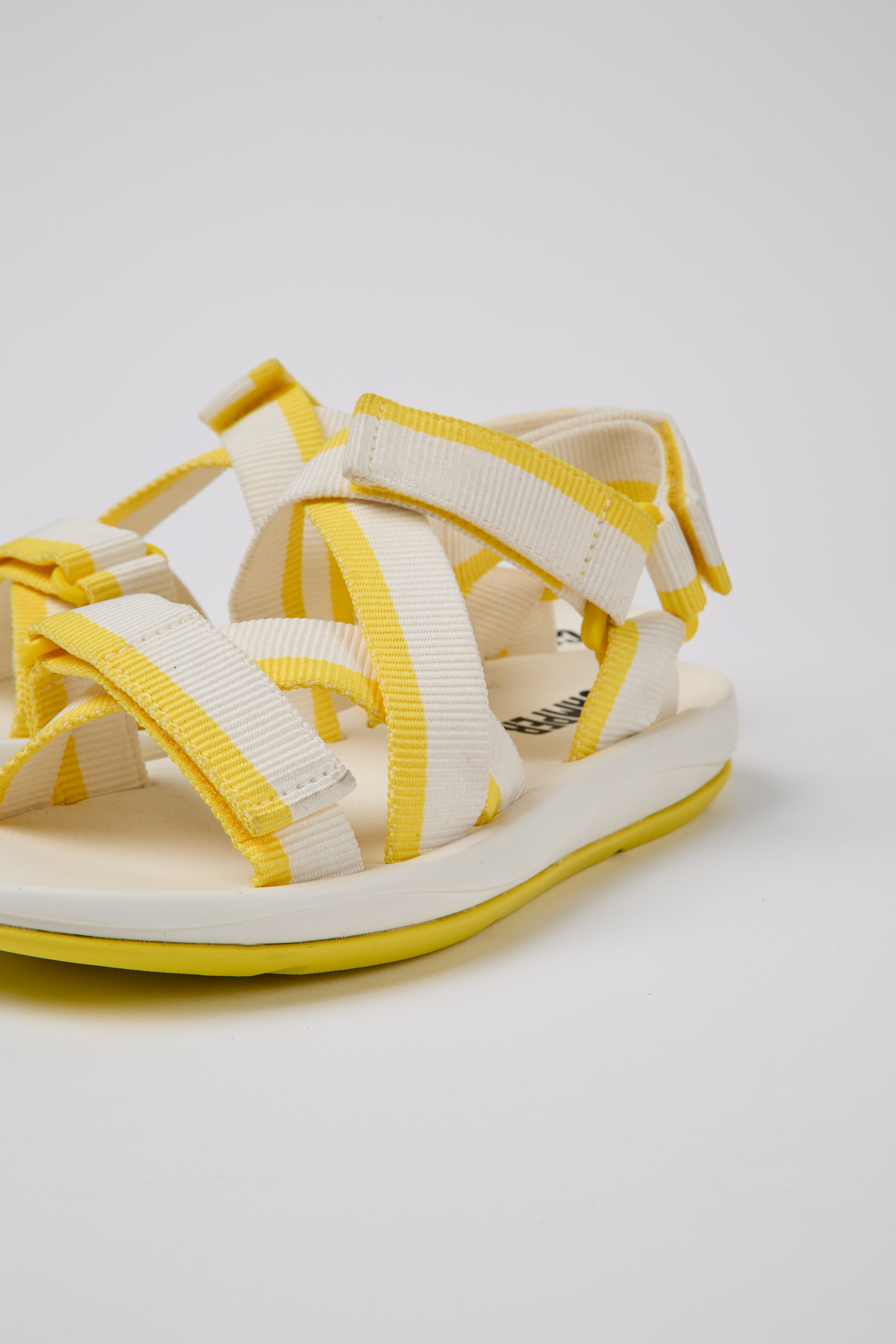 Match - White and yellow recycled PET sandals for women