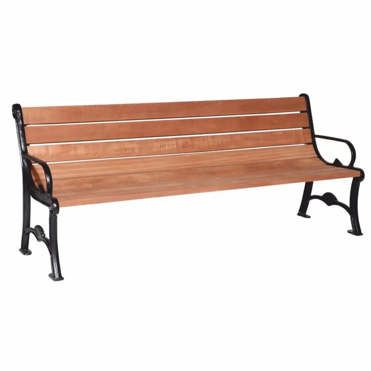 Casa Padrino banco de parque - Banco urbano con respaldo y reposabrazos marr¨®n / negro 186 cm