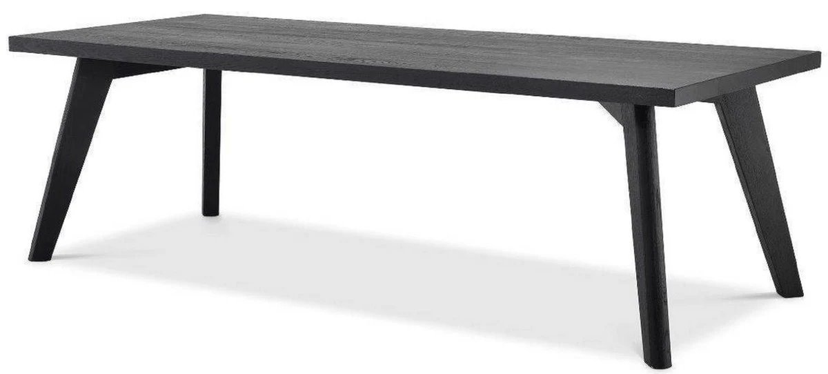 Casa Padrino mesa de comedor de madera maciza de lujo negro 240 x 100 x A. 76 cm - Mesa de cocina rectangular de madera de roble - Muebles de comedor de madera maciza de lujo