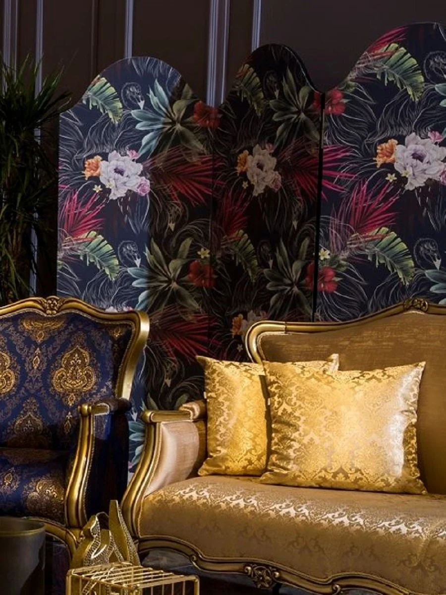 Casa Padrino separador de ambientes barroco de lujo multicolor - Separador de ambientes plegable de madera maciza en estilo barroco - Muebles Barrocos para Dormitorios y Hoteles