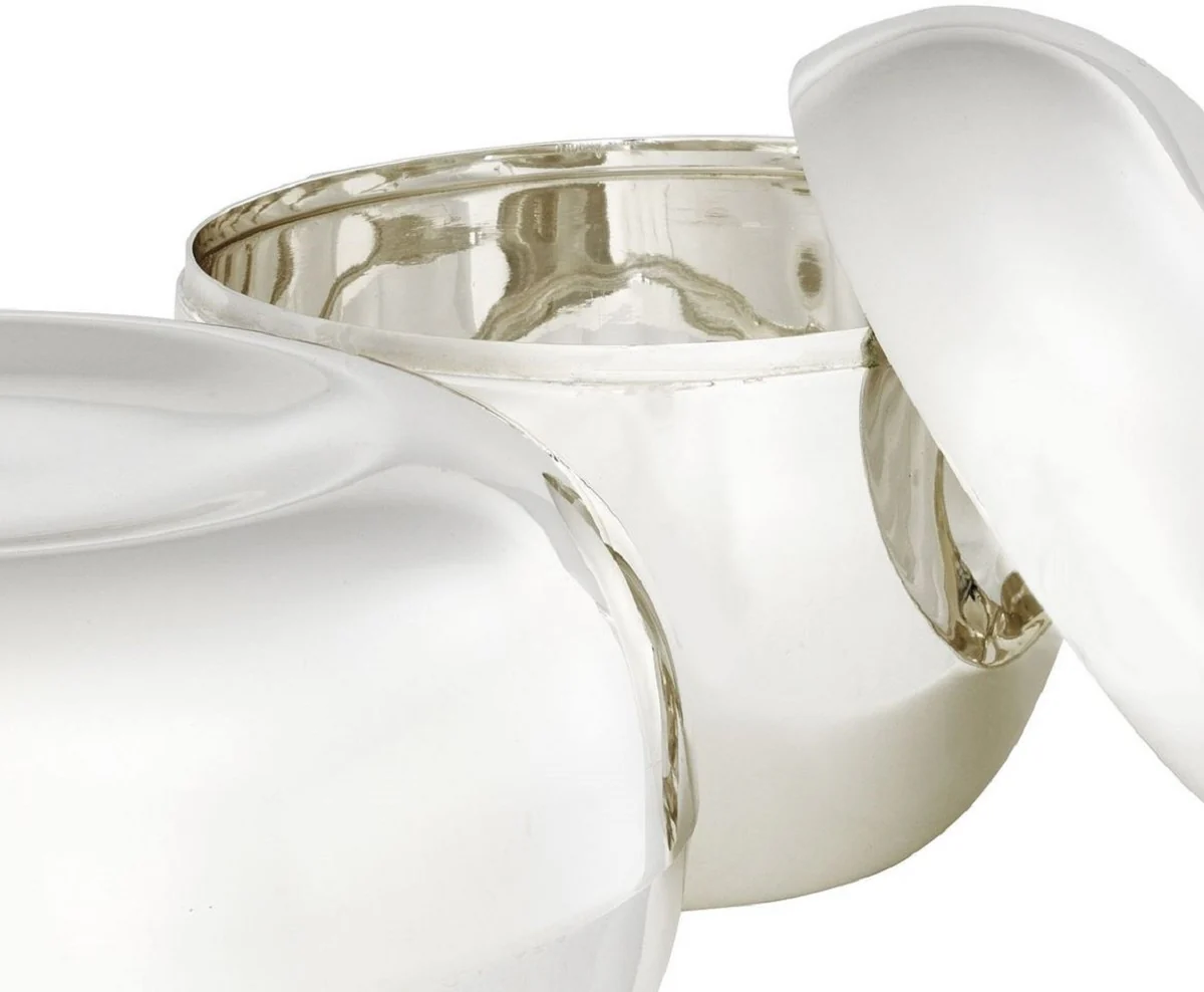 Casa Padrino conjunto de cajas de almacenamiento de lujo con tapa en forma de manzana plata - Accesorios de Decoración de Lujo