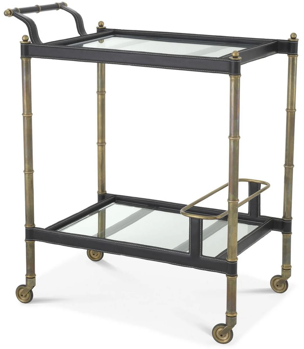 Casa Padrino carrito de servicio de lujo lat¨®n vintage / negro 74 x 44,5 x A. 84 cm - Carrito para Restaurante Hotel Catering - Accesorios de Lujo