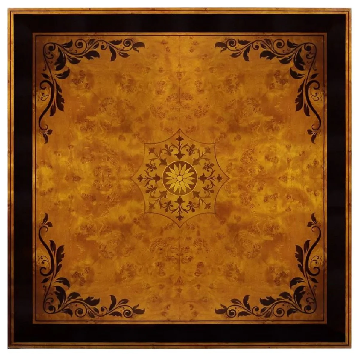 Casa Padrino mesa de centro Art Deco de lujo natural / marqueter¨ªa marr¨®n / plata / lat¨®n antiguo 130 x 130 x A. 50 cm - Mesa de sal¨®n cuadrada - Muebles de sal¨®n Art Deco de lujo