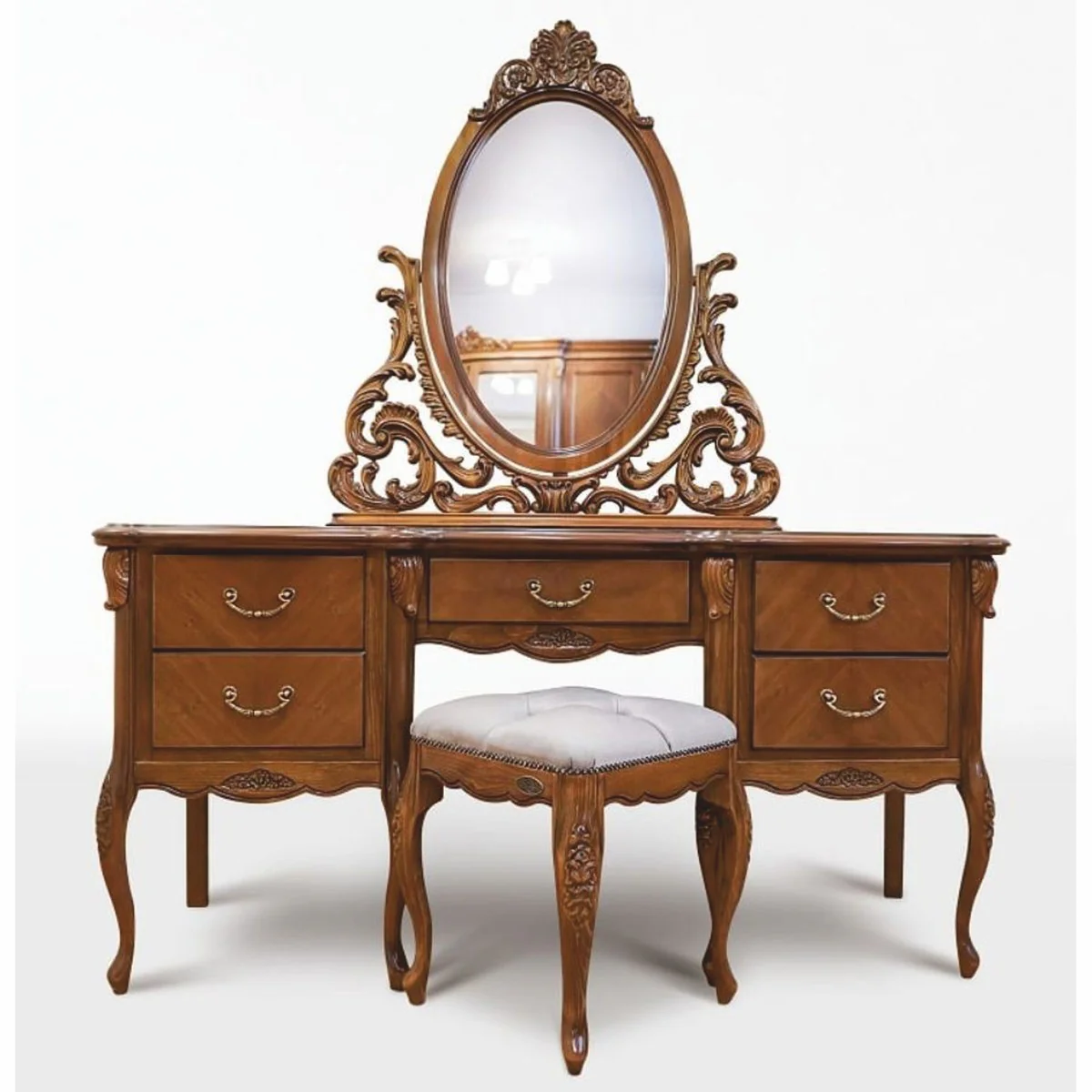 Casa Padrino conjunto de tocador de dormitorio barroco de lujo marr¨®n / gris - Muebles de dormitorio barrocos