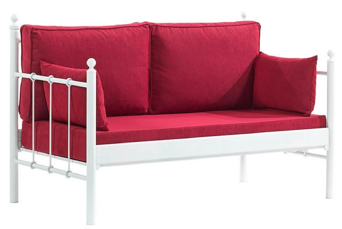 Casa Padrino sof¨¢ de jard¨ªn Art Nouveau blanco / rojo burdeos 140 x 70 x A. 92 cm - Sof¨¢ de Jard¨ªn - Sof¨¢ de Terraza - Muebles de Jard¨ªn y Terraza Art Nouveau