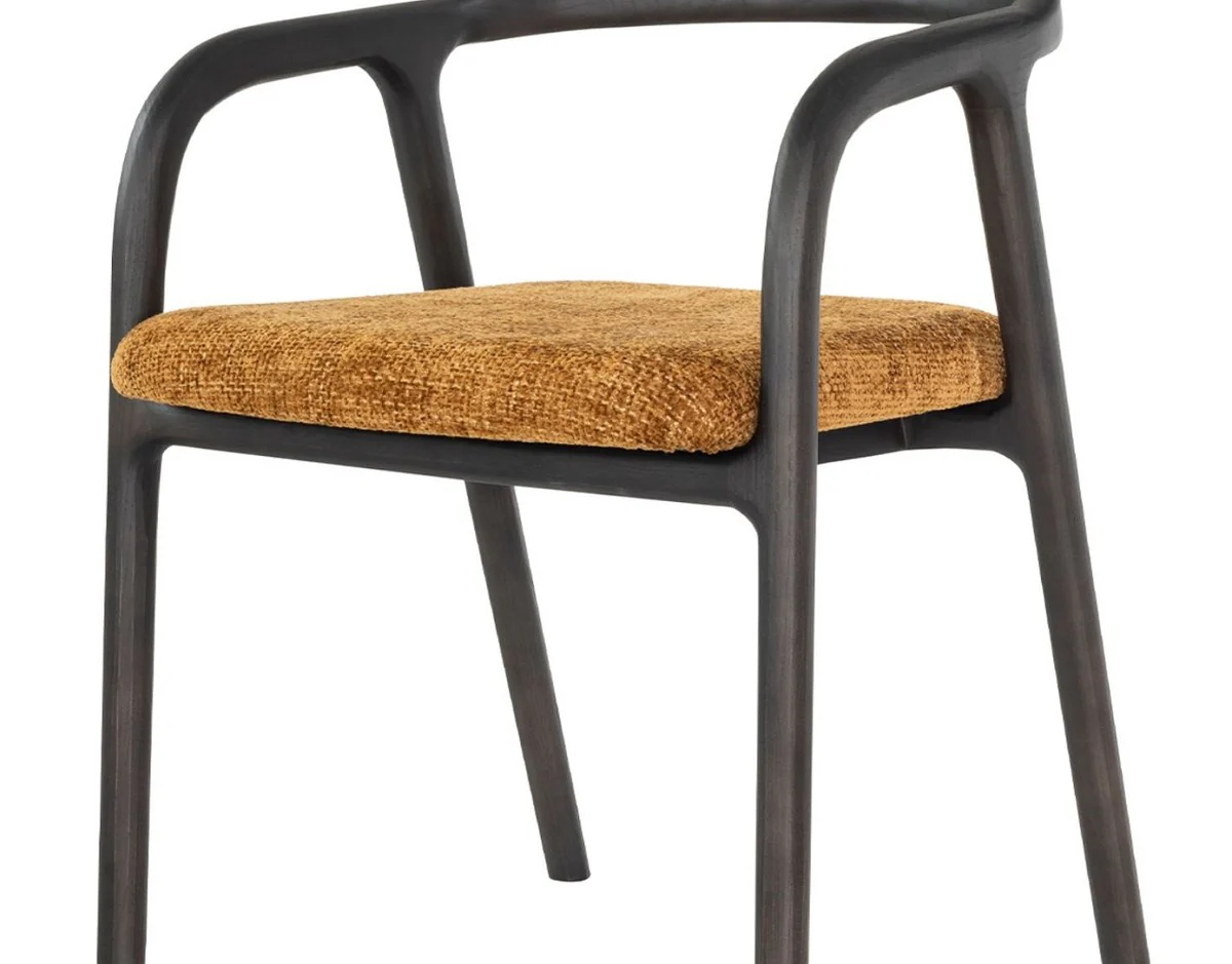 Casa Padrino silla de comedor de lujo con reposabrazos negro / marr¨®n - Muebles para hoteles y restaurantes