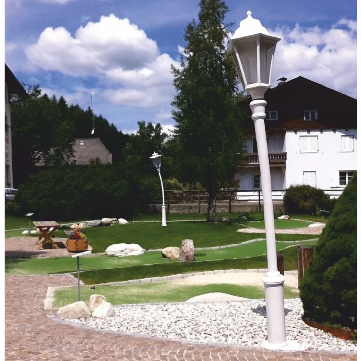 Casa Padrino linterna de jard¨ªn Art Nouveau blanco A. 353,5 cm - Iluminaci¨®n exterior