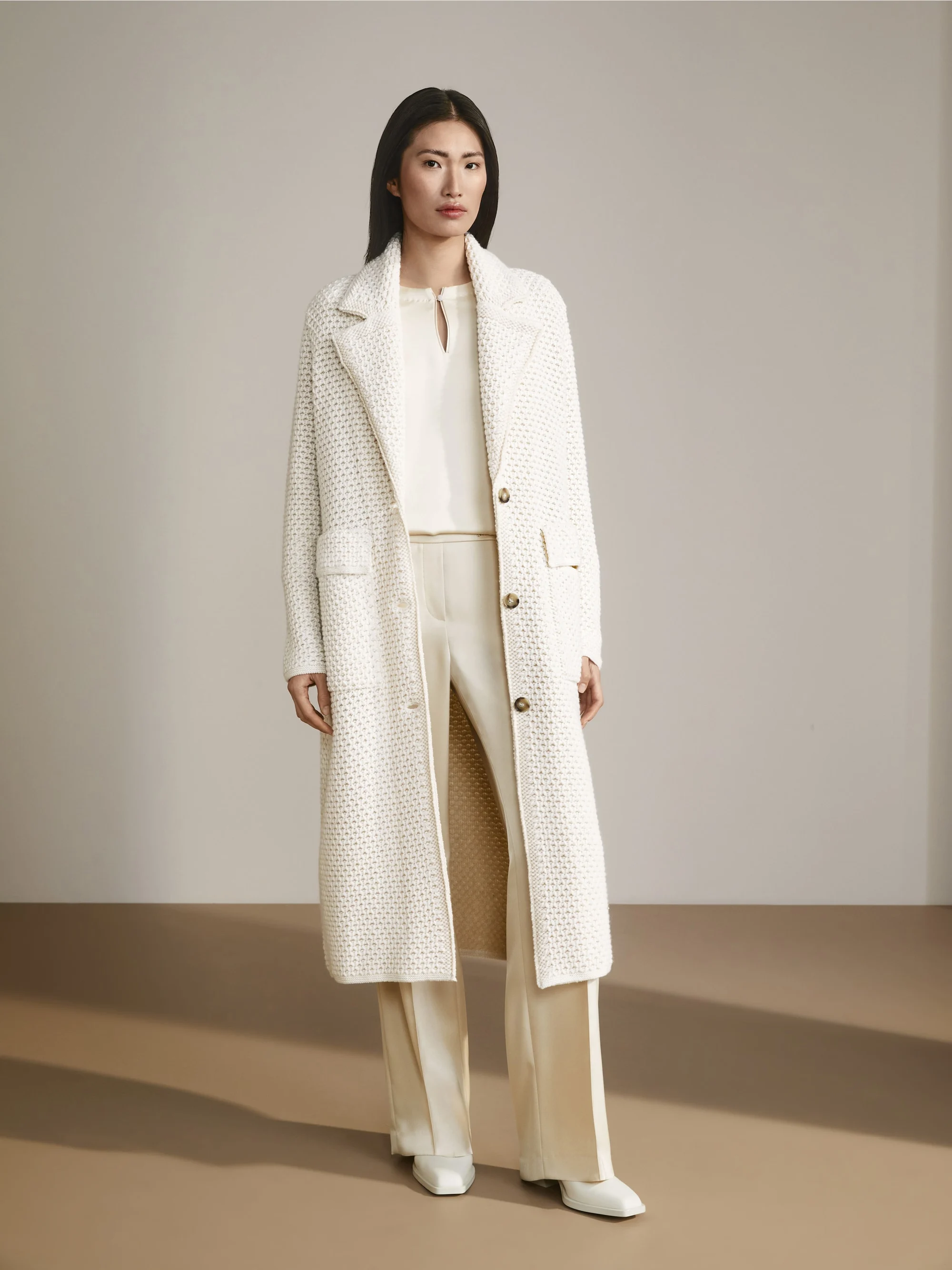 Marc-Cain Plain collarless blouse with glitter