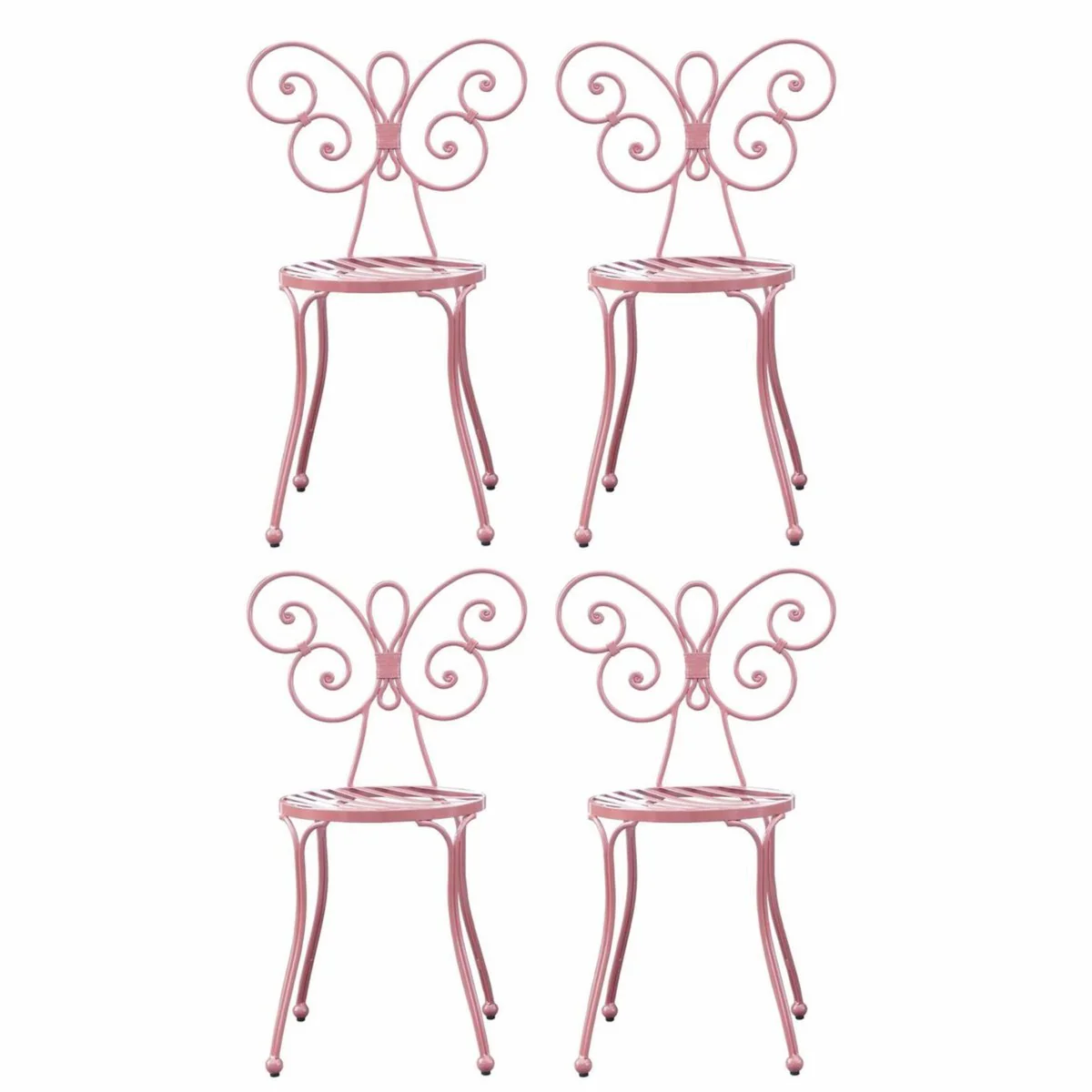 Casa Padrino conjunto de 4 sillas de jard¨ªn Art Nouveau rosa A. 85 cm - Muebles de jard¨ªn