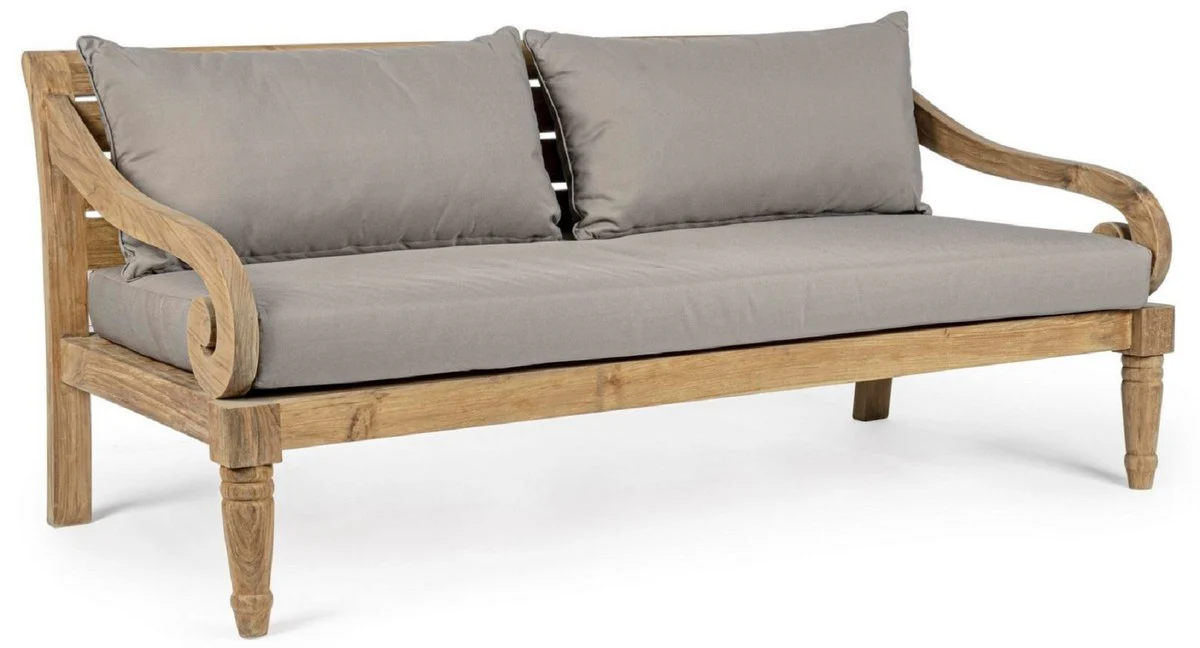 Casa Padrino sof¨¢ de jard¨ªn de lujo gris / natural 165 x 80 x A. 75 cm - Sof¨¢ de jard¨ªn r¨²stico de teca con cojines - Muebles de jard¨ªn de madera maciza - Muebles de jard¨ªn r¨²sticos de lujo