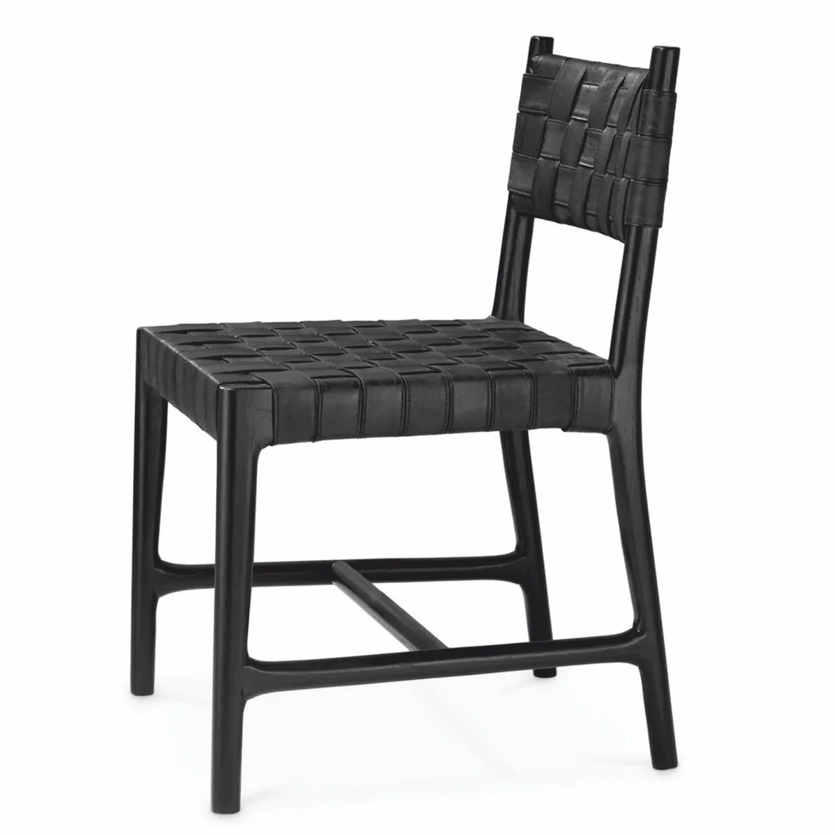 Casa Padrino silla de comedor de lujo de cuero negro A. 85 cm - Muebles de comedor