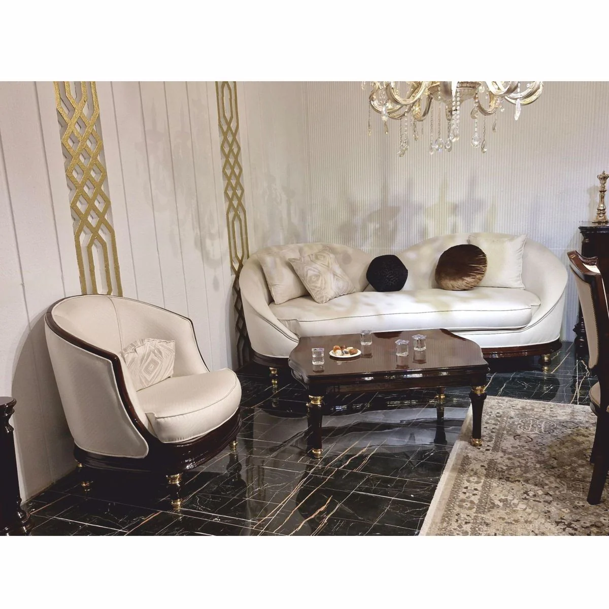 Casa Padrino mesa de centro barroco de lujo marr¨®n oscuro / oro 118 cm - Muebles Barrocos