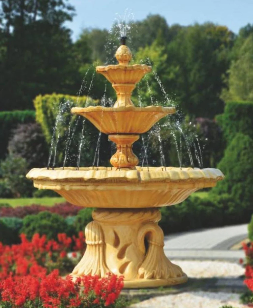 Casa Padrino fuente Art Nouveau beige Ø 155 x A. 180 cm - Magnífica Fuente de Jardín - Fuente de Decoración de Jardín - Accesorios de Decoración de Jardín Barroco y Art Nouveau